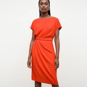 MM Lafleur Jillian 3.0 Bright Coral Asymmetrical Ruched Sheath Dress NWT
